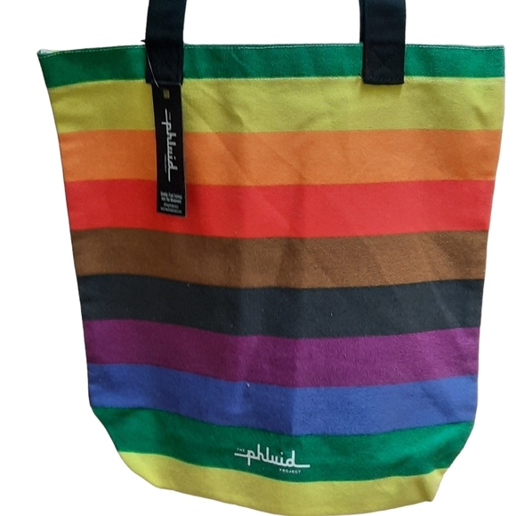 2 Rainbow Tote Bag Canvas Tote THE PHLUID PROJECT 14x14 - Picture 2 of 4